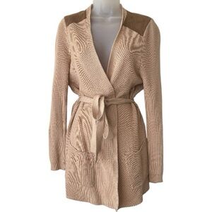 LAUREN RALPH LAUREN cardigan long beige wrap size large